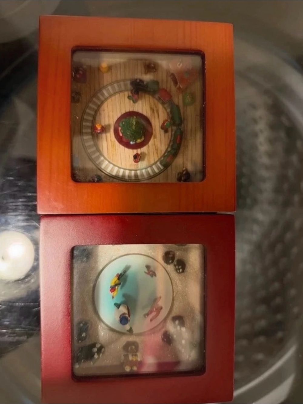 Mr Christmas. Red and Orange Wooden Music Box - Home Accents